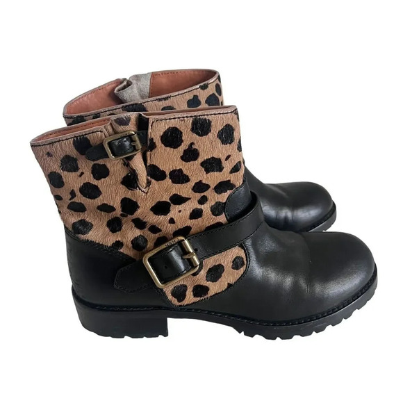 MARC BY MARC JACOBS Engineer Leopard Print Biker Ankle Boots Women's Siz… - Picture 4 of 10